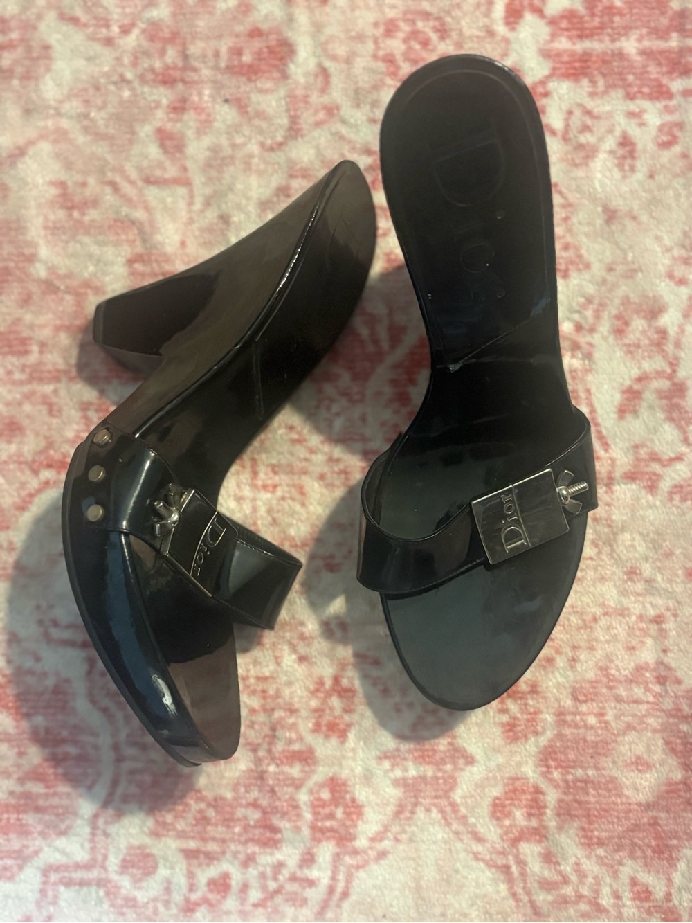 Dior Black Patent Leather Heeled Slide Sandals - Picture 4 of 4